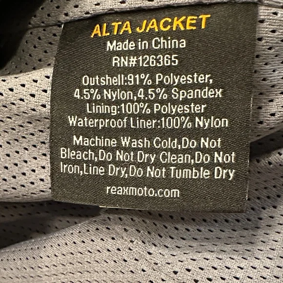 Men's Reax Alta Black Performance Moto Jacket Size XL